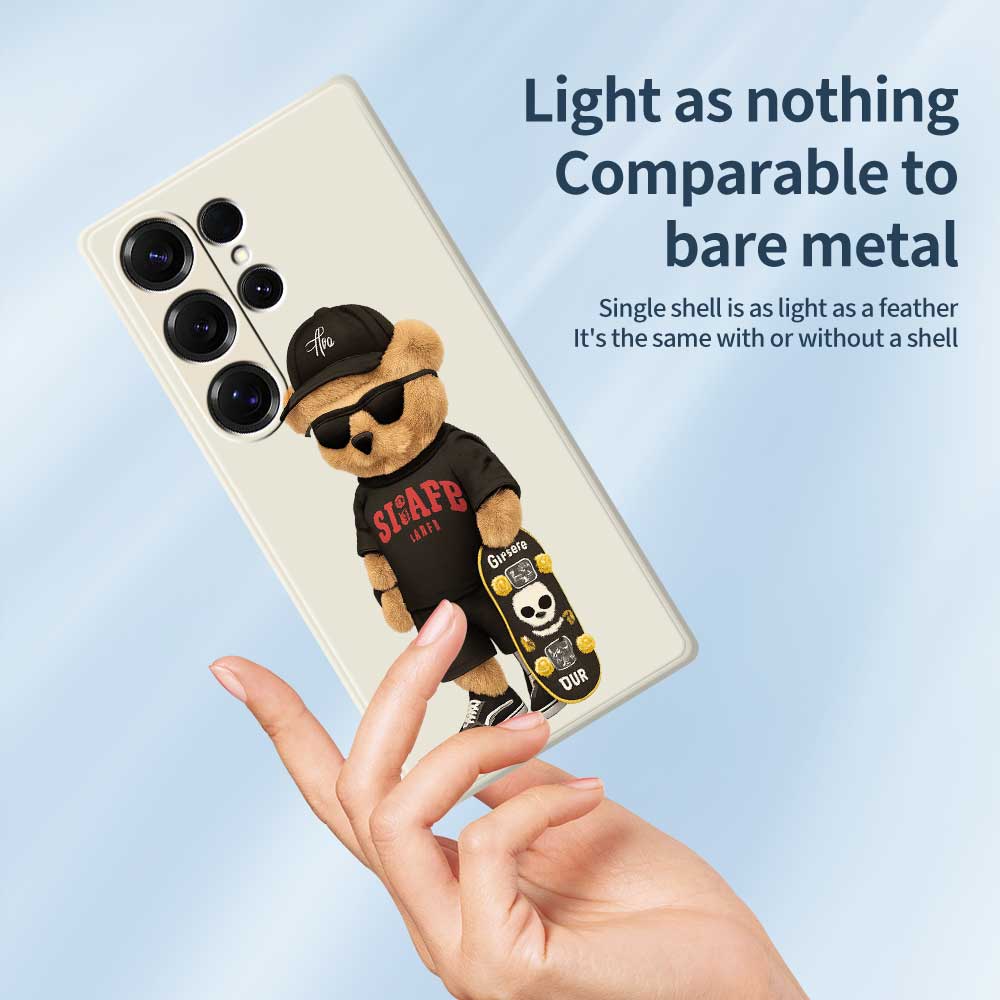 For Samsung Galaxy S25 Ultra Case Cool Bear Pattern Printing Straight Edge TPU Phone Back Cover