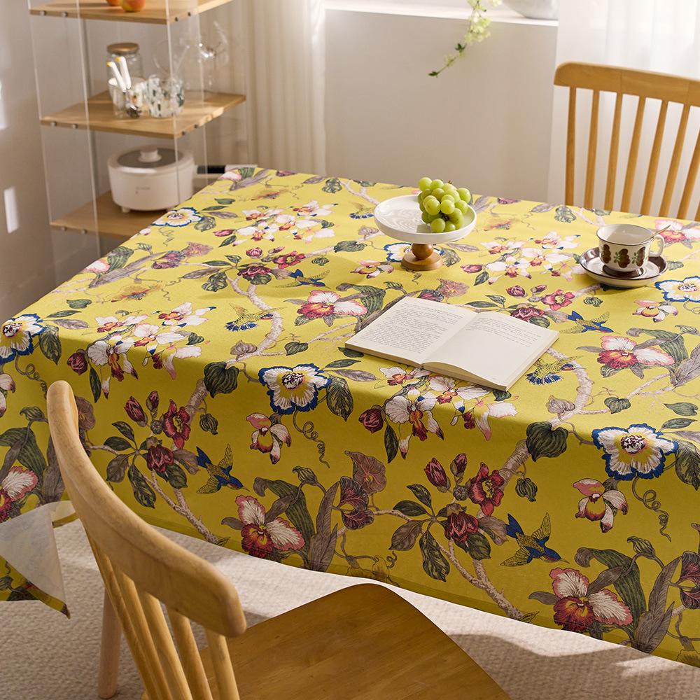 Flowers And Birds, High-End Sense Of Country Atmosphere, Dining Table Cloth, Coffee Table Cover Cloth, Retro Pastoral Round Table Cloth