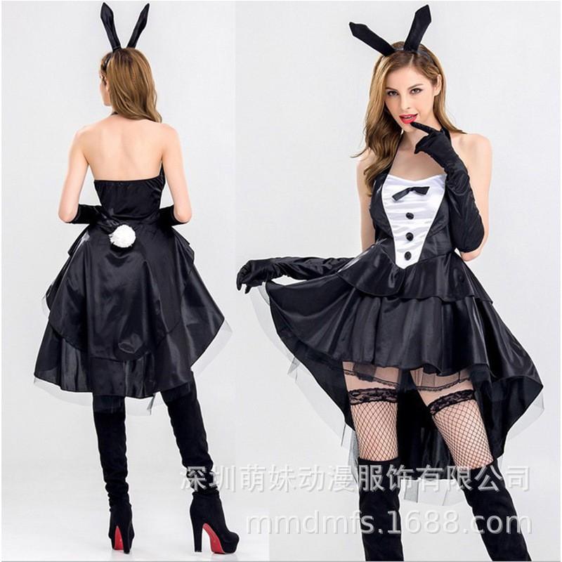 Sexy Bunny Costume Outfit Women Jazz Dance Stage Performance Halloween Cosplay Party Dress