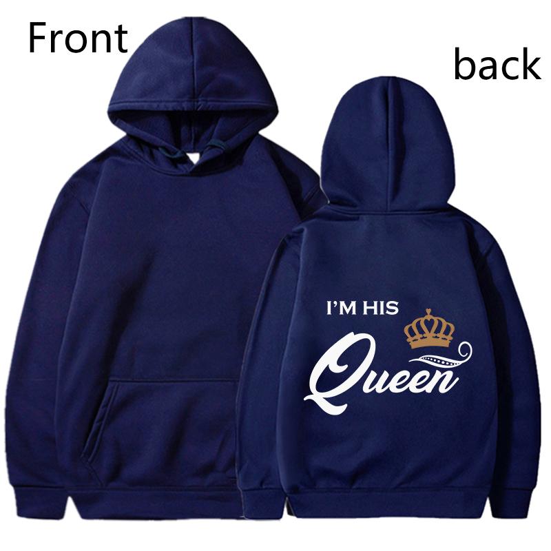 Fashion King & Queen Couple Hoodies Long Sleeve Pullover Couples Matching Outfits Streetwear Lovers Clothes Valentine Day Gifts