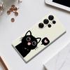 For Samsung Galaxy S25 Ultra Case Love Black Cat Pattern Printing Straight Edge TPU Phone Back Cover