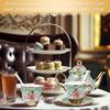 20 Pcs Porcelain Tea Set with Metal Holder and Spoon Adult Ceramic Tea Party Set European Flower Painting Teapot Cup Saucer