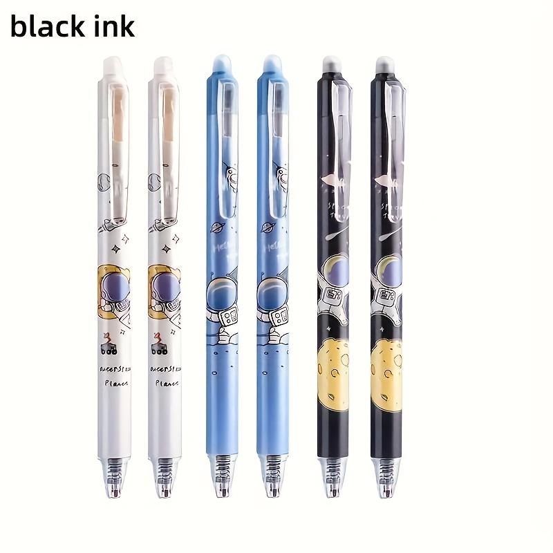 A Pack of 6 Erasable Pens, Press-Type Gel Pens In Astronaut Blue And Black, 0.5mm Friction Pens, for School Office Supplies, Back-To-School Gifts