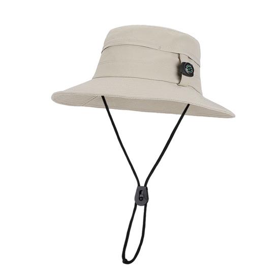 

Fisherman Hat Adjustable Size Wide Brim Quick Drying Bucket Hat with Compass Design Foldable Outdoor Sun Protection Hat бежевый