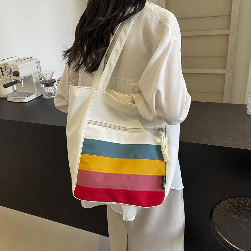 Large Capacity Shoulder Bag Color Block Women's Tote Bag