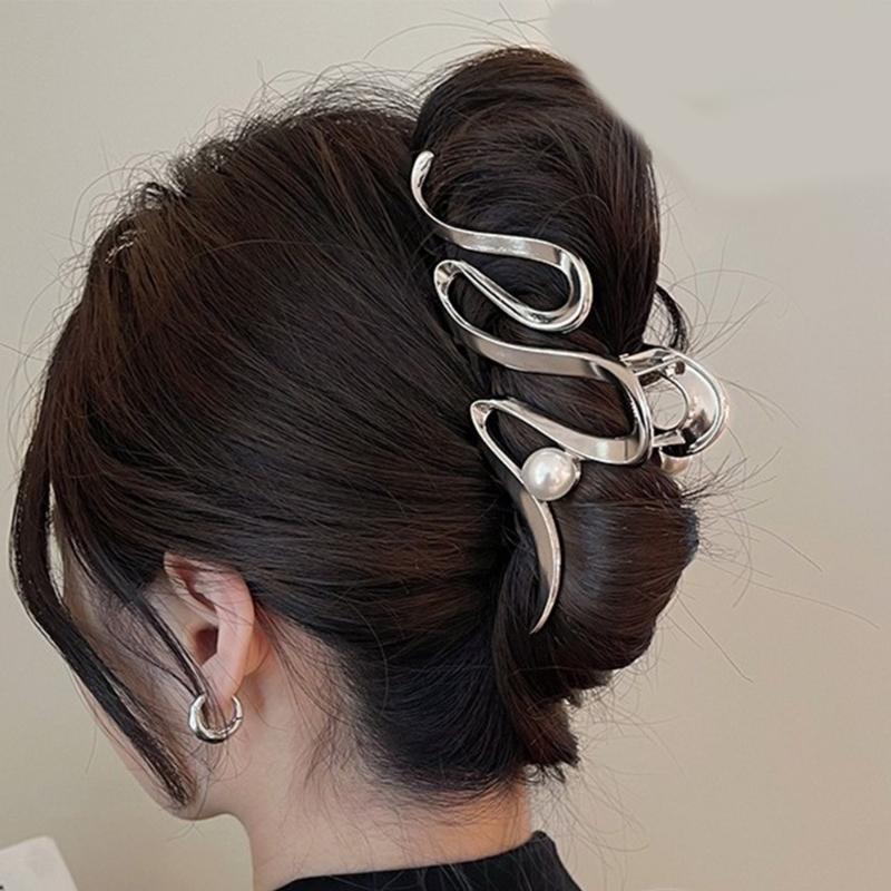Pinces à Cheveux pour Femmes Vagues Pinces à Cheveux Métalliques à Pince pour Cheveux Fins Épais Accessoires pour Cheveux Antidérapants Pinces à Mâchoire à Tenue Forte
