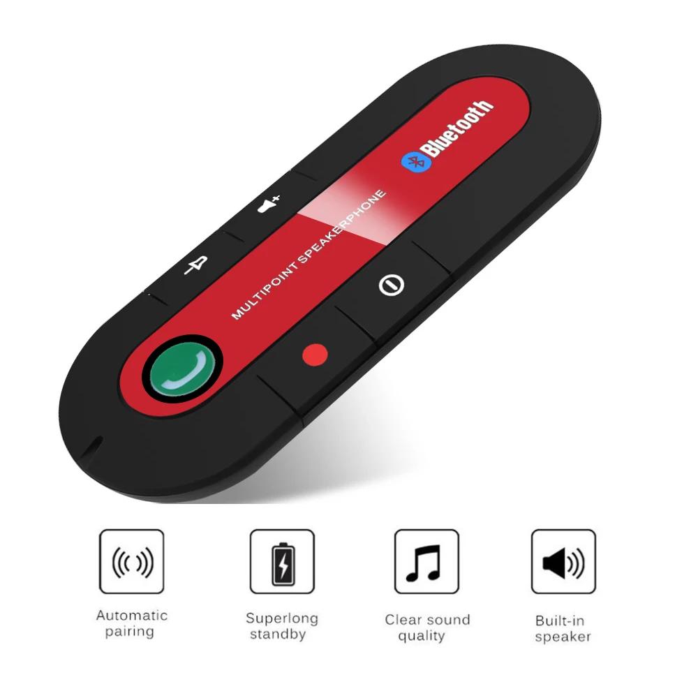 

Wireless Handsfree Car Bluetooth Kit Sun Visor Bluetooth Speaker Speakerphone MP3 Music Player For Phone Auto Audio Receiver красный