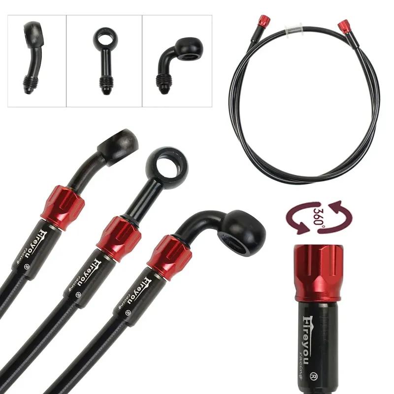 Motorcycle Brake Hose Oil Tube AN3 Stainless Steel Braided Brake Line Rotatable Banjo Fit for ATV Pit Dirt Street Racing Bike