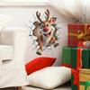 Christmas Atmosphere Breaks Through The Wall Cute Reindeer Living Room Entrance Hall Home Wall Decoration Stickers