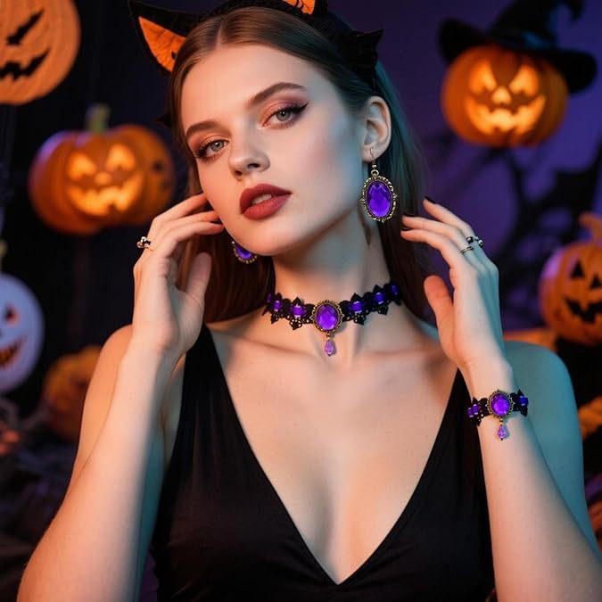 Collier Ras du Cou en Dentelle Gothique Rétro Punk pour Femmes