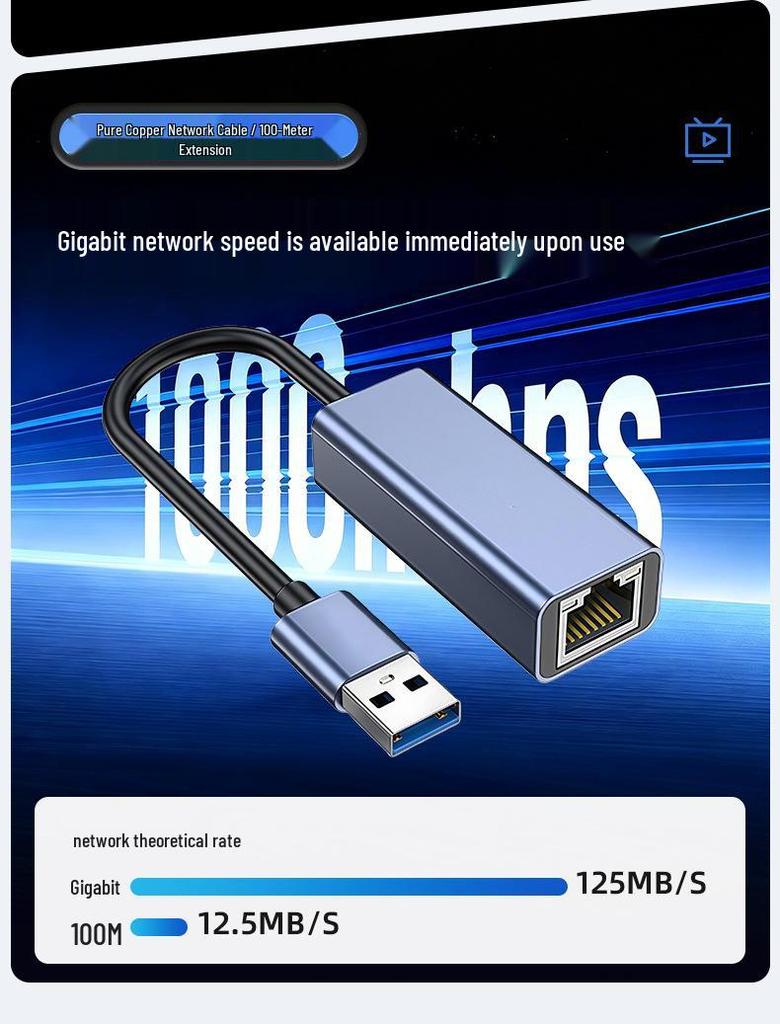 USB 3.0 To RJ45 Gigabit Ethernet Adapter for Laptops