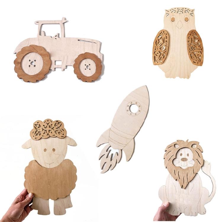 Cute Animal Wall Decors Wood Wall Hangings Decorations Ornament for Childrens