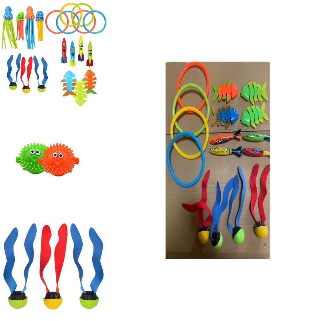 Interactive Swimming Pool Diving Toy Rings And Torpedo Set For Children Age 3 To 6
