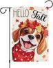 Hello Fall Garden Ag 12x18 Inch Double Sided Outside, Dog Autumn Maple Leaves Seasonal Yard Outdoor Ag LLE WWL UUN