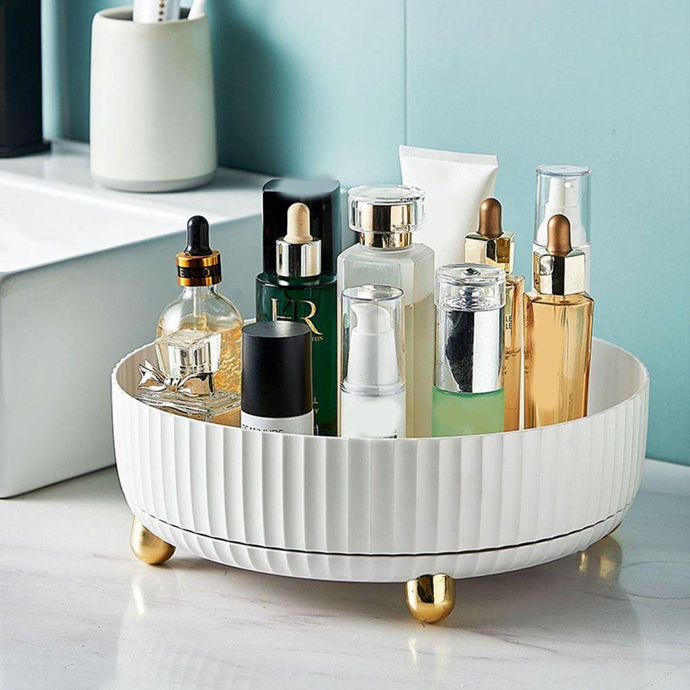 Large Capacity Makeup Storage Tray Round Spinning Organizer  Bathroom