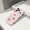 Precious Sweet Pink Striped Red Bow Pattern Film Aesthetic Protective Shockproof Bumper Phone Case For iPhone 13 14 15 16 17 Pro Max Plus