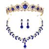 Korean Bride Wedding Jewelry Crown Earrings Necklace Three Piece Wedding Dress Set Diamond Alloy Accessories for Women