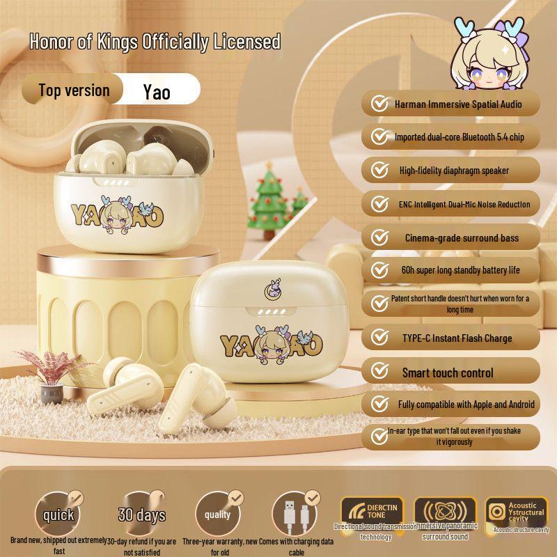 

Honor of Kings M306 Low Latency Wireless Earbuds: In-Ear Bluetooth with Long Battery Life for Calls, Music, and Gaming.