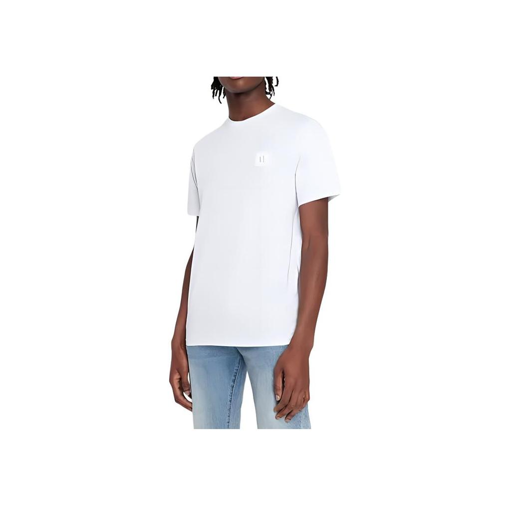 Armani Exchange Solid Logo Print Crew Neck Short Sleeve T-Shirt Men Tops White 8NZTPR-ZJH4Z-1100