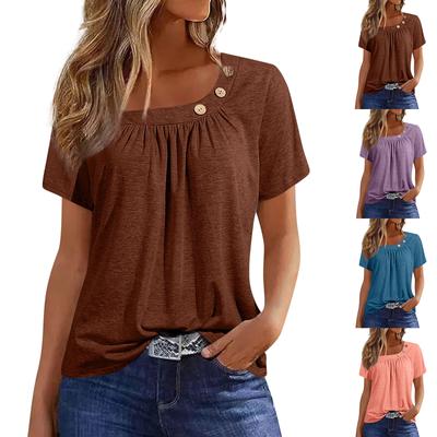 Summer Tops For Women Solid Color For Women O-Collar Short Sleeve Comfy Womens Tops Tshirtss