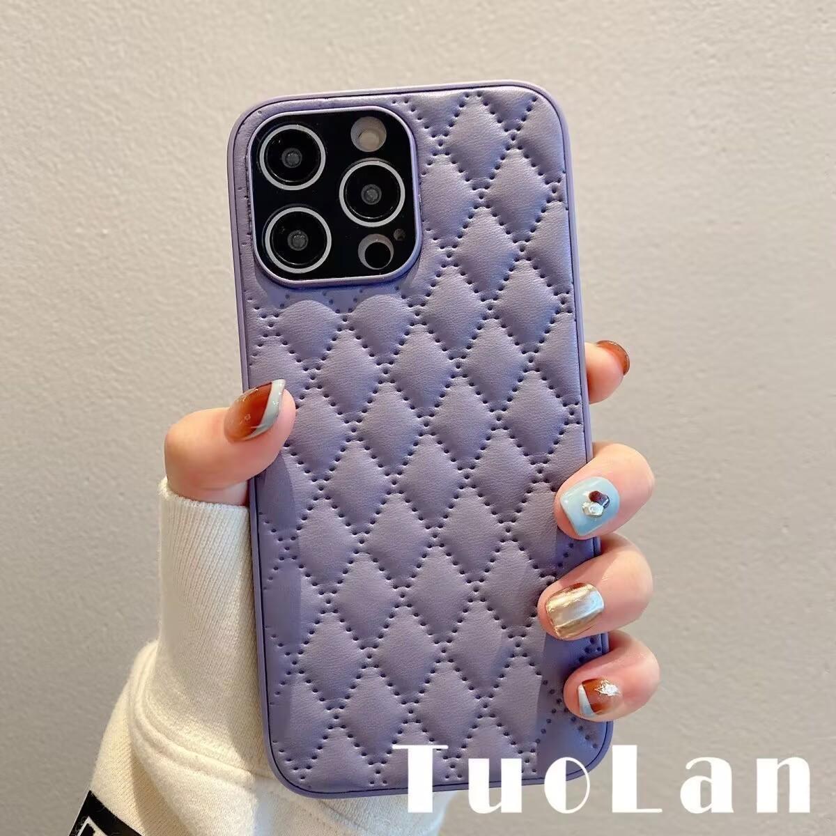 

Роскошный кожаный чехол с узором из ромбовидной решетки для iPhone16 15 14 Plus13 12 11 Pro Max с металлической защитой камеры, противоударный жесткий чехол For iPhone 16Pro