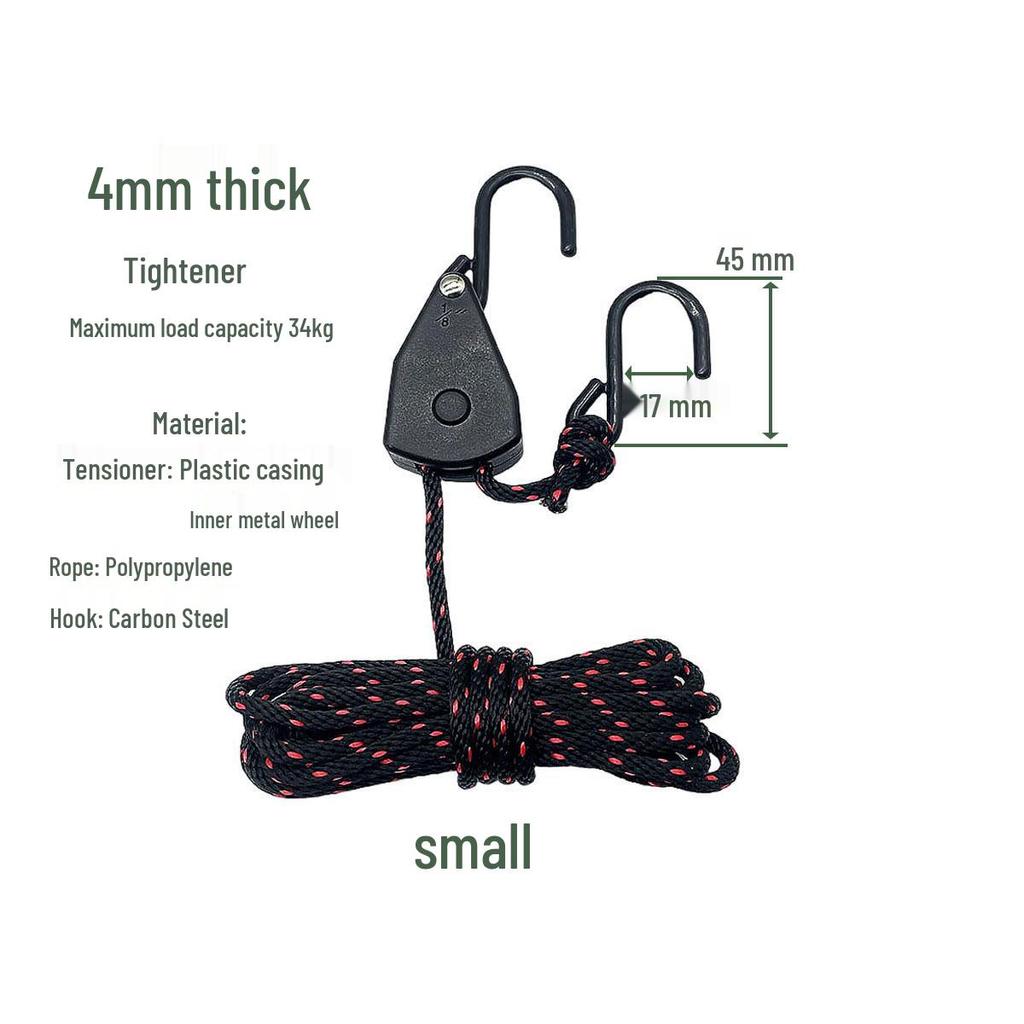 Justerbar utomhustvättlina och tältrepsträckare