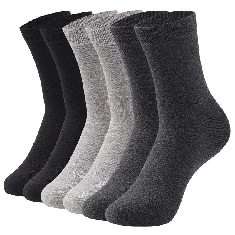 6 Pairs Men's Large Seamless Sweat-Absorbing Odor-Resistant Mid-Calf Socks for Autumn/Winter