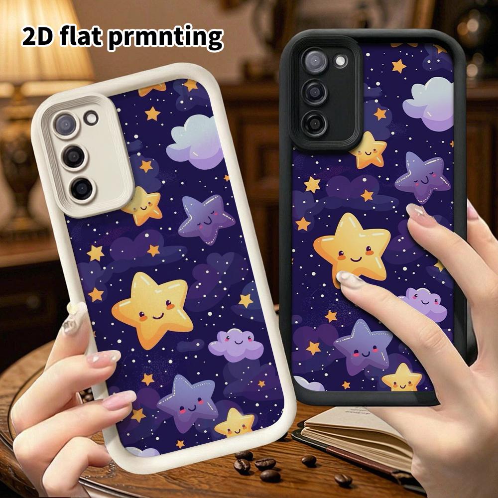 Phone Case: 2D Flat Samsung Galaxy A34 A35 M05 M06 S20 S22 S21 FE Plus 5G Tiered Protective Case, Stars and Moon, Christmas and Halloween Gift