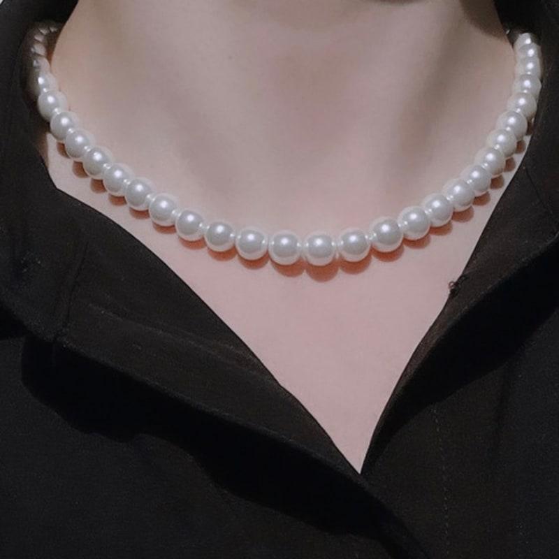 KIETIMOOR Glanz Pearl Necklace 8mm Silver Pearl Necklace (Silver925)