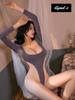 Sexy Lingerie Underwear Inner Babydoll Tempting Underwear Leotard Dress U Neck Long Sleeve High Leg T Back Perforated Nightwear Cosplay Sheer Extreme