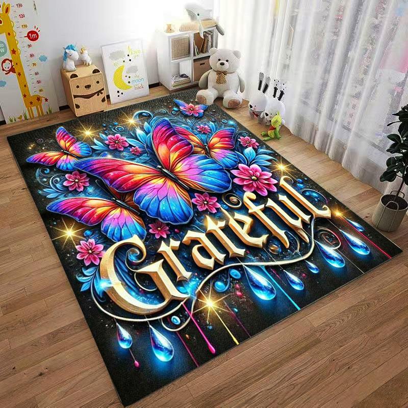 Grateful Butterfly Floral carpet Non-slip rug suitable for living room and bedroom sofas