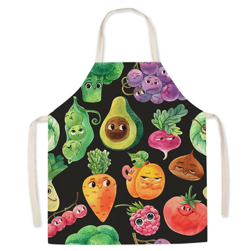 unframed Fashion Kitchen Apron for Men Women Kid Lemon Desserts Printed Cotton Linen Sleeveless Aprons Home Cooking Baking Clean