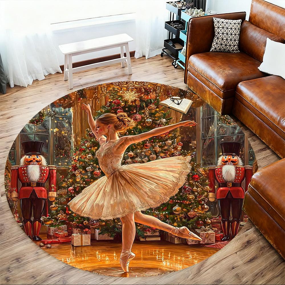 1PC ballet dancer christmas Office Round Area Rug, Under Office Chairs Bedroom Living Room Home Decor,Carpet for Office, -1110211