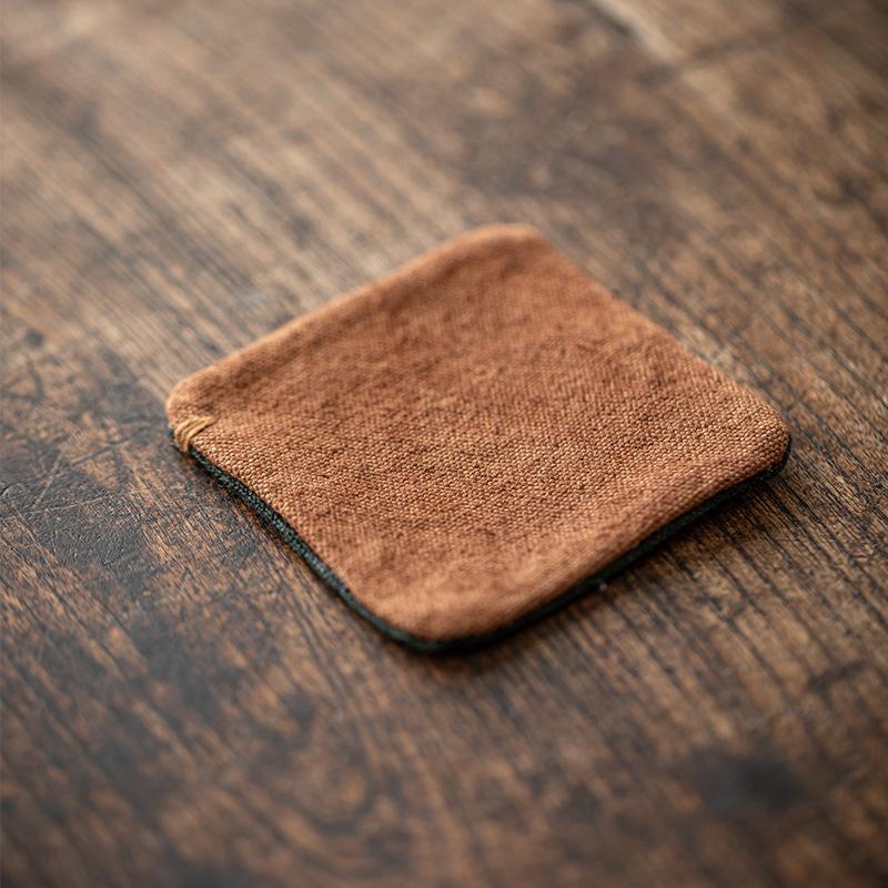 Teacup pad Zen grass and wood tie-dye hand-sewn tea space  cup  square non-slip and anti-scalding heat insulation pad pot pad
