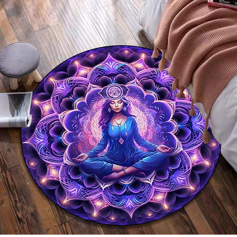 

1Pc Shakras Circular Print Rug - home decoration Carpet For Living Room Bedroom Flooring Computer Chair Area Rug 80x80cm( 31x31in)