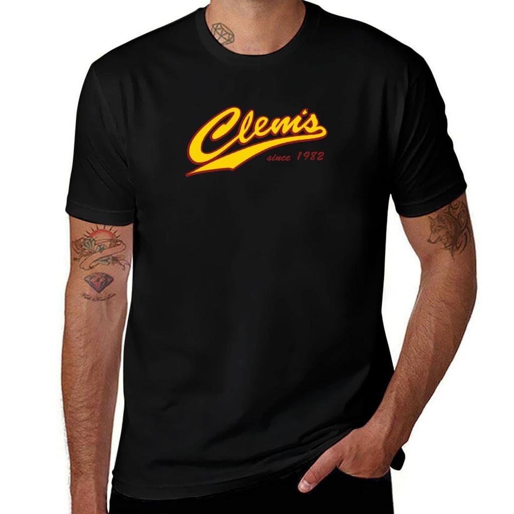 Clem's Hühnchen T-Shirt Aktiver Sport Kurzarm Baumwollhemd