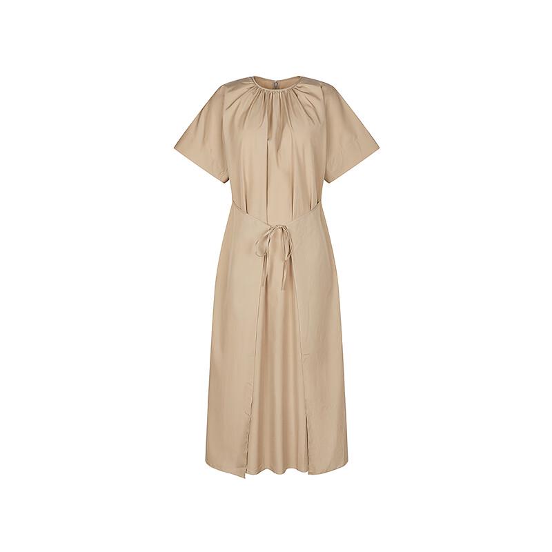 LESS 2025 Summer Cotton Short Sleeve Long Dress