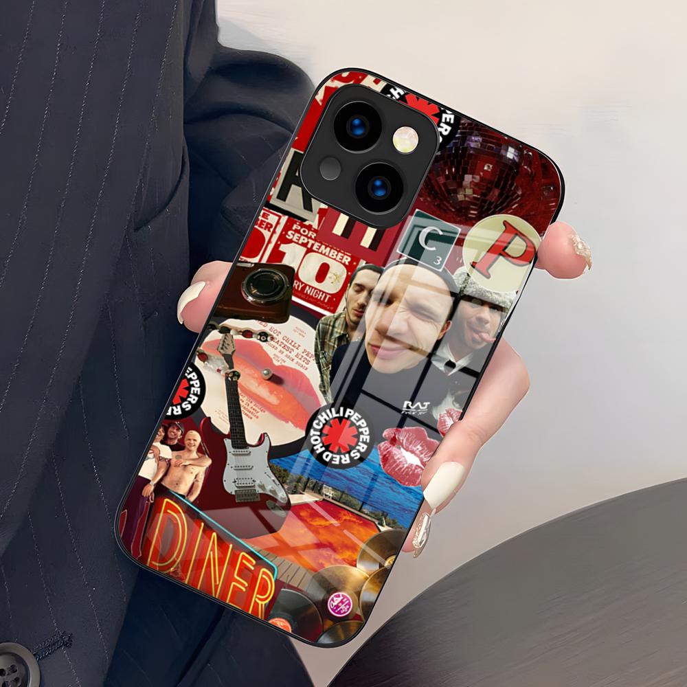 

R-Red Hot Chili Peppers Band Phone Case For IPhone 17 Pro Max 15 Pro 16 14 Plus 12 13 Mini 11 Pro Shockproof Glass Cover iPhone16Plus