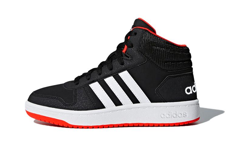 adidas Hoops 2.0 Mid Black Hi-Res Red Kids B75743 28