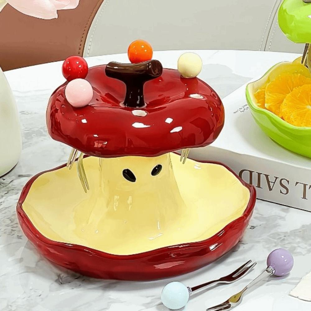 Creative Colorful Fruit Fork Plate Set Fruit Fork with Fruit Plate Set Party Supply