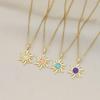 Women's Sunflower Zircon Pendant Necklace, Trendy Titanium Steel Design