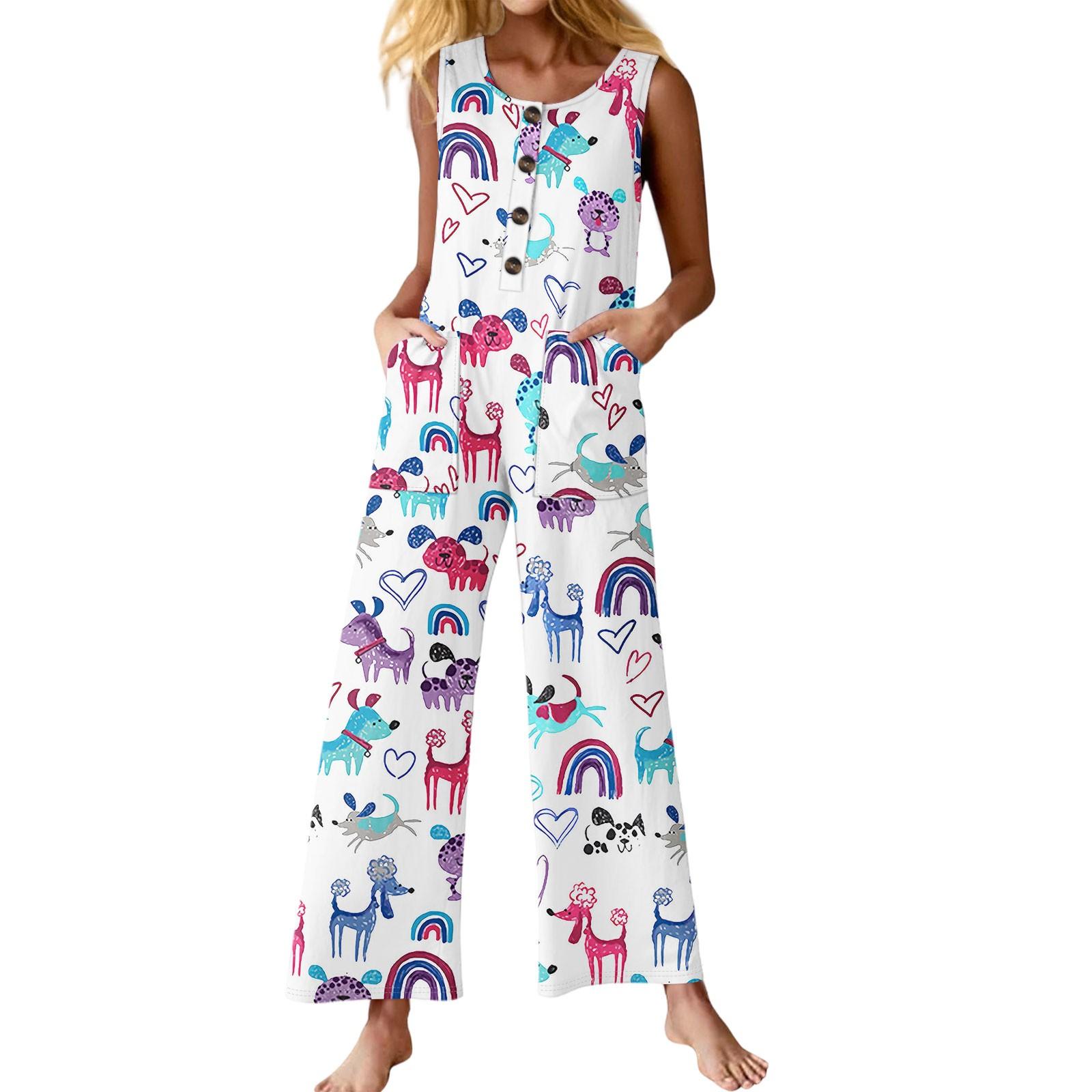 

Женский модный повседневный комбинезон без рукавов с пуговицами и цветочным принтом, хлопковый комбинезон с карманами XL белый