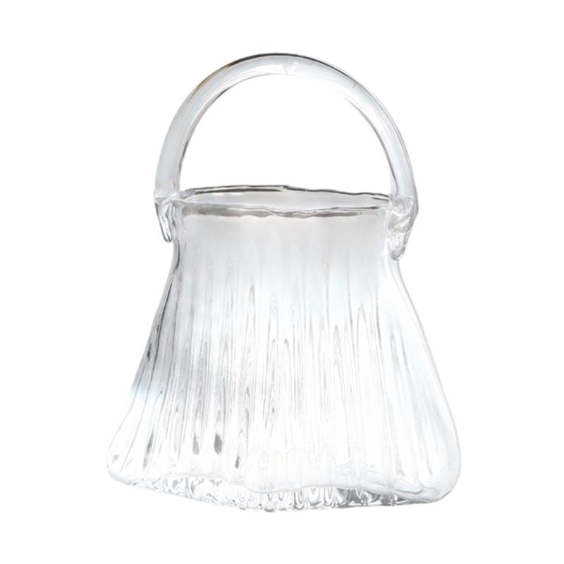 Verdickte Klare Glasvasen Handtaschenform Hülle Halten Blume Geeignet Für Haus Büro Dekoration Geburtstagsgeschenk