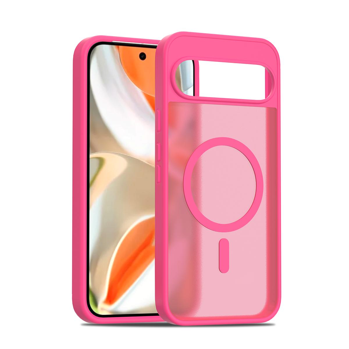 

Для Pixel9a магнитный матовый полупрозрачный противоударный чехол для ПК для Google Pixel 9A 9Pro XL 10 Pro для Magsafe Wireless Charge Cover For Pixel 9A розы красного