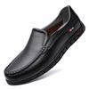 Men's Casual Winter Loafers: Round Toe, Low-Cut, Top-Layer Cowhide, Lightweight Leather Shoes for Daily Wear