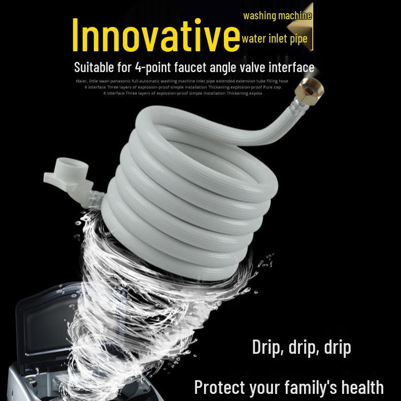 Explosion-Proof PVC Water Inlet Hose for Fully Automatic Washing Machines, 4-Point Interface