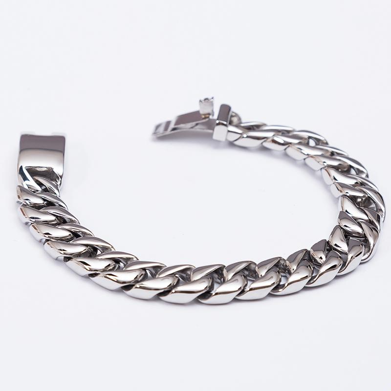 12MM Curb Chain On Hand Jewellery Polished Brushed 316L Stainless Steel Man Bracelet for Men Classic Men's Bracelets Male Strap