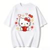 2026 Summer Hello Kitty Cartoon Printed Short Sleeve Pure Cotton Tshirt Womens Family Matching Outfits Classic Fashion Tee Top