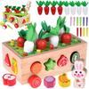 Sorter Montessori Drewniany Wózek Złap Robaczka Marchewki Układanka Za5903