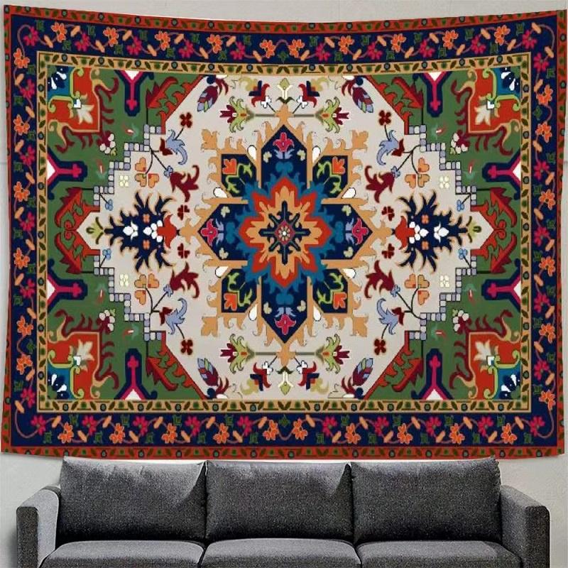Red Moroccan Ethnic Style Print Pattern Tapestry Home Living Room Room Wall Decor Background Cloth Tapestry